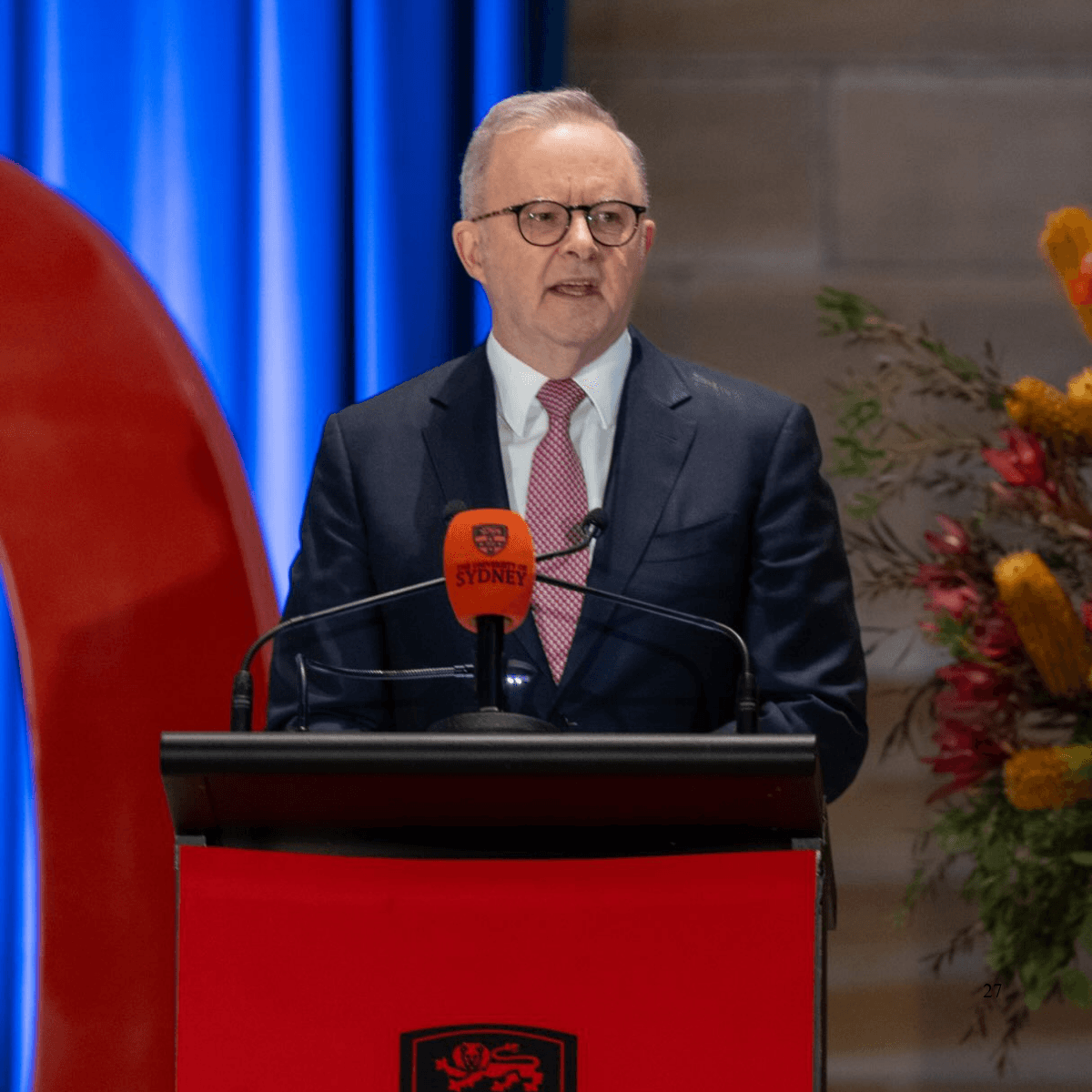 Prime Minister Anthony Albanese delivering his AI speech